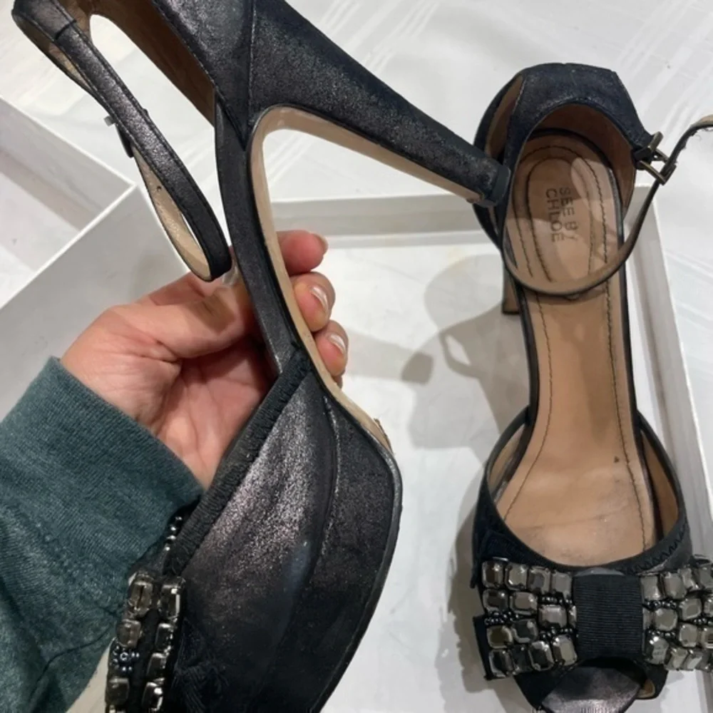See by Chloe Platform Bow Jeweled Sandals Size 41